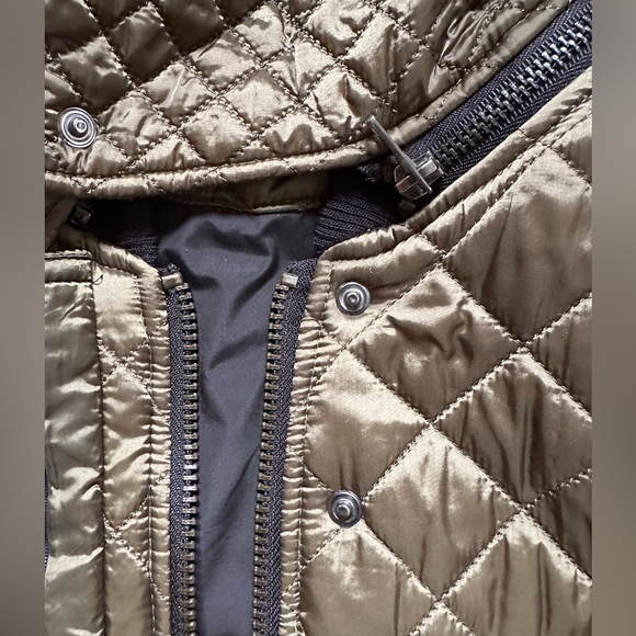 Zara women’s army green quilted zip up jacket with hood Size XS - Picture 5 of 10